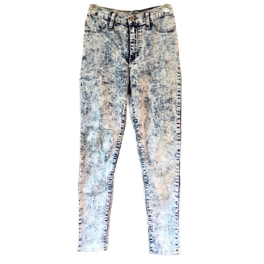 Encore Vintage Retro High Waisted Bleached Skinny Leg Jeans Denim Pants EUC 4P